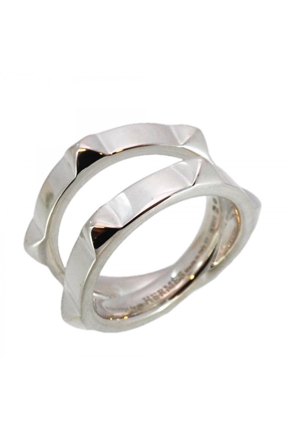 Pre-Owned Hermes Crude H Ring, Silver 925, #53, Women's