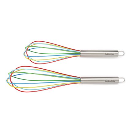 Cooking Light 2 Piece Silicone Whisk  9 inch and 11 inch Balloon Whisks  Heat Resistant and Non-Stick  Multicolor
