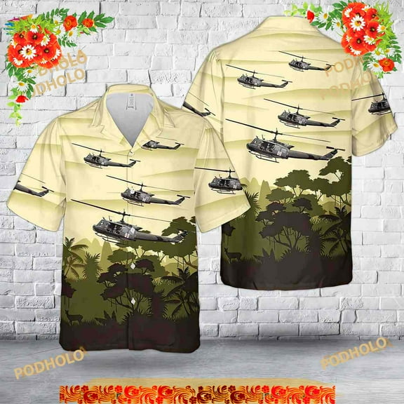 Uh-1 Huey Medevac Hawaiian Shirt, 3D Hawaiian Aloha Shirt, Summer Beach Shirt