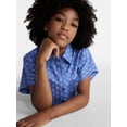 thumbnail image 4 of Weekend Academy Girl Cropped Button Down Cotton Shirt with Short Sleeves, Sizes 4-18, 4 of 5