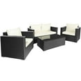 thumbnail image 5 of Gymax 8PCS Rattan Patio Conversation Set Outdoor Furniture Set w/ Off White Cushions, 5 of 9