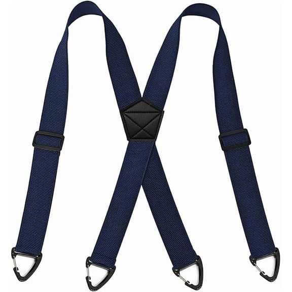 Men's 4-Clip Suspenders, Hidden Suspenders for Men Under Clothes with 4 Snap Loop (1.5" Wide), Blue