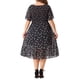 thumbnail image 4 of GRACE & GRANDEUR Vestido de Verano Elegante con Flores para Mujeres Talla Grande Midi Flare 4X Negro Rosa, 4 of 8