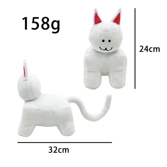 Forsaken Chance Peluche de Chat Blanc à Blocs, Personnage de Chat Carré Kawaii de 9,4 Pouces, Animal en Peluche Doux Inspiré du Jeu, 24 cm