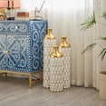 thumbnail image 4 of Luxurious White Metal Vase Set with Gold Details - 3-Piece Droplet Design for Beautiful Home Styling!, 4 of 19