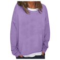 thumbnail image 1 of WEAIXIMIUNG Chandails en Molleton pour Femmes Col Rond Décontracté Couleur Unie Diy Coupe Ample Pull Confortable et Élégant, 1 of 9