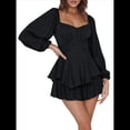 thumbnail image 2 of Mono Corto con Mangas Largas y Volantes para Mujer, Estilo Farol, con Lazo y Lazo Negro L, 2 of 10