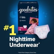 Goodnites Girls Nighttime Bedwetting Underwear, L (68-95 lbs), 34 Count (Select for More)