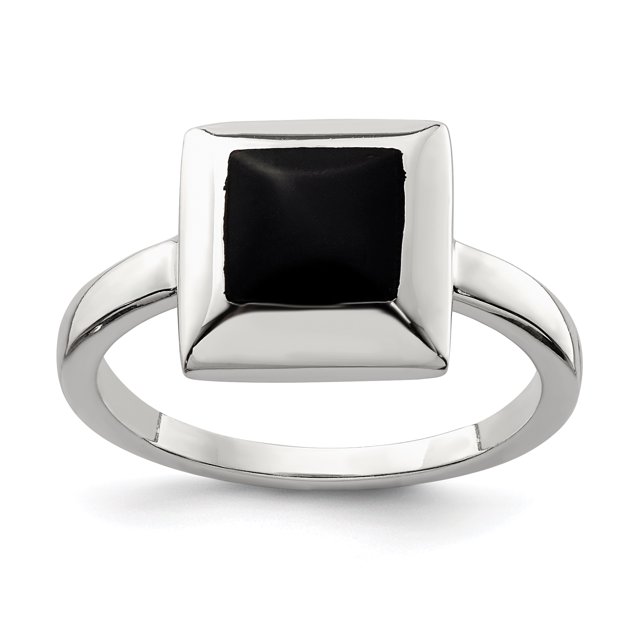 925 Sterling Silver Onyx Ring Natural Stone Shell Wood