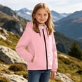 thumbnail image 4 of Cethrio Girls Waterproof Jackets, Zip up Lightweight Outdoor Long Sleeve Girls Windbreakers Pink Size 9-10 T, 4 of 7
