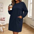 thumbnail image 5 of Women’s Casual T Shirt Dress Long Sleeve Crewneck Loose Fit Winter Mini Dress with Pockets Soft Lightweight Comfortable Daily Wear for Home Travel Shopping, 5 of 8
