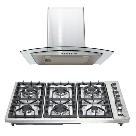 Combo Parrilla a Gas Disa Home PAEM6/CAMPC60C 6 Quemadores Acero Inox y Campana Cristal 60 cm