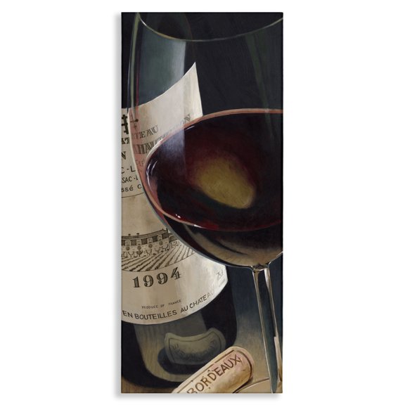 Stupell Industries Eclectic Bordeaux Wine Glass Realistic Canvas Art, 10 x 24, by Stefano Ferreri