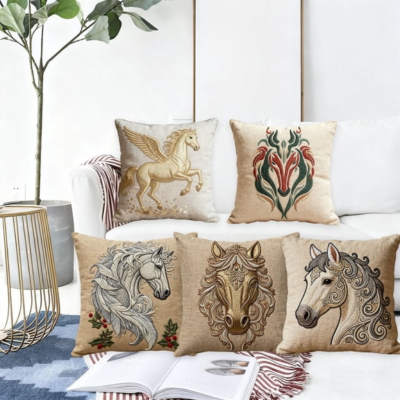 Msgweeeg Throw Pillow Cover Valentine's Day Decorations Horse Head Pillow Cover 45x45cm Soft Decorative Cushion Case Equestrian Designs for Sofa Bed Home Decor Comfortable Throw Pillow Case