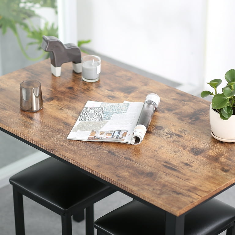 Homury Modern Wood 3 Piece Dining Set Dining Table with Two Stools Home Kitchen Breakfast Table Rustic Brown Walmart