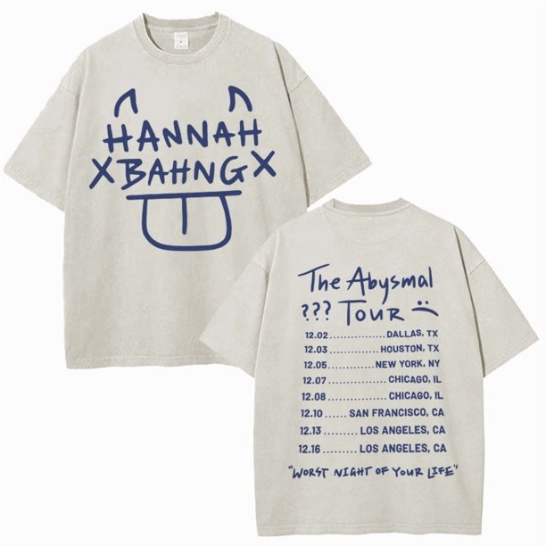Camiseta divertida de verano con gráficos azules de Hannah Bahng, ropa de calle lavada Vintage para hombres, camiseta de manga corta Harajuku, ropa Pop de gran tamaño