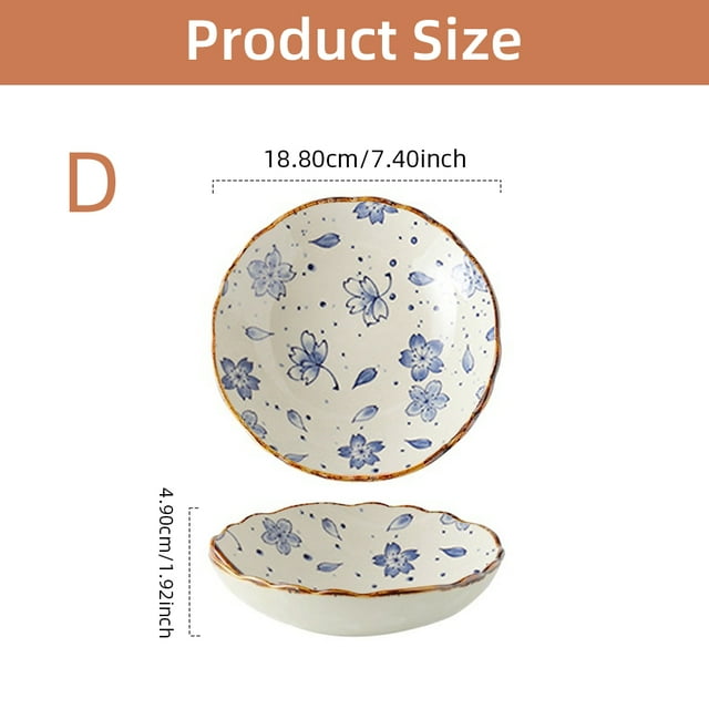 Ceramic Plates, Japanese Ddishes, Home Tableware, Creative Round Dishes, Dinner Plates, High-quality Deep Plates D style
