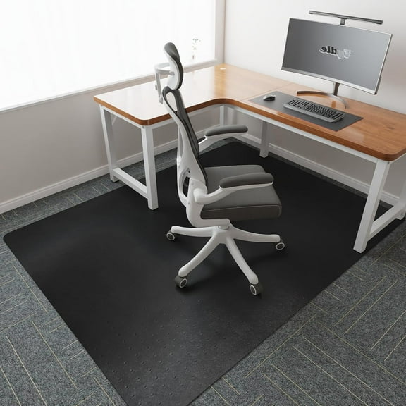 Chair Mat for Carpet, 60" x 46" Non-Slip Chair Mat for Carpeted Floors, Heavy Duty Computer Under Desk Plastic Floor Mat with Grips, Carpeted Floor Protector for Home Office (Black)