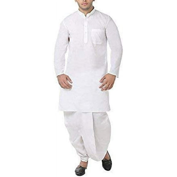Royal Men's 100% Cotton White Kurta And Dhoti Set (38)