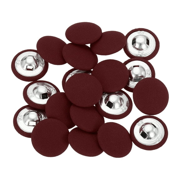 Uxcell 20Pack Fabric Cloth Covered Button, 20mm 32L Metal Shank Round Sewing Buttons Fabric Covered Button for Coat Dress Sweater Hats Crafts Making, Wine Red