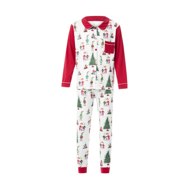 Conjuntos de pijamas familiares a juego Camiseta de manga larga y ropa de dormir en la parte inferior XBTCLXEBCO Papá-L