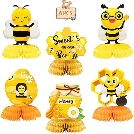 IGUOHAO 6 Pcs Bumblebee Honeycomb Centerpieces Table Toppers, Bee ...