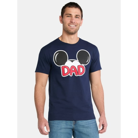 Disney Men's Mickey Mouse Dad Cotton Graphic Tee with Short Sleeves, Sizes S-XL