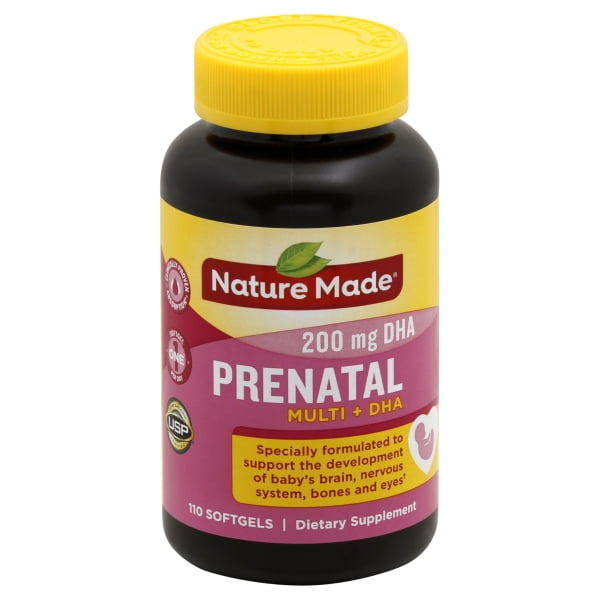 Nature Made Prenatal Multivitamin + 200 mg DHA Softgels, 110 Count to