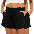 thumbnail image 2 of LOVZFMLL Short Décontracté pour Femmes, Confortable, Taille Élastique avec Poches, Noir TG, 2 of 8