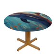 thumbnail image 3 of Awypu  Round Fitted Tablecloth Ocean Sea Animal Dolphin Fish Table Cloth with Elastic Edged Waterproof Wipeable Round Table Cover for Patio Parties Outdoor Decor White, 3 of 7