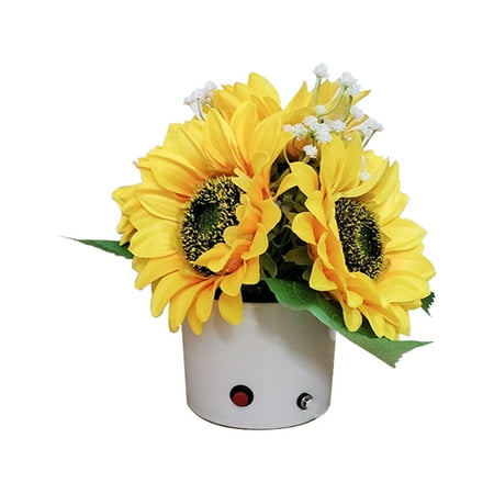 

EDFRWWS LED Sunflower Flowerpot Night Light Bonsai Table Light Flower Desk Lamp (C)