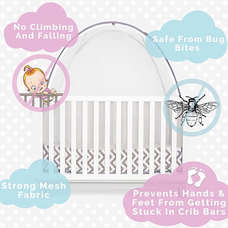 KinderSense Baby Crib Safety Tent - Pop-up See-Through Crib Net with Mosquito Net