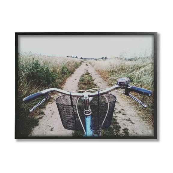 Stupell Industries Bicycle on Rural Path Nature Photography Black Framed Art Print Wall Art, 14 x 11