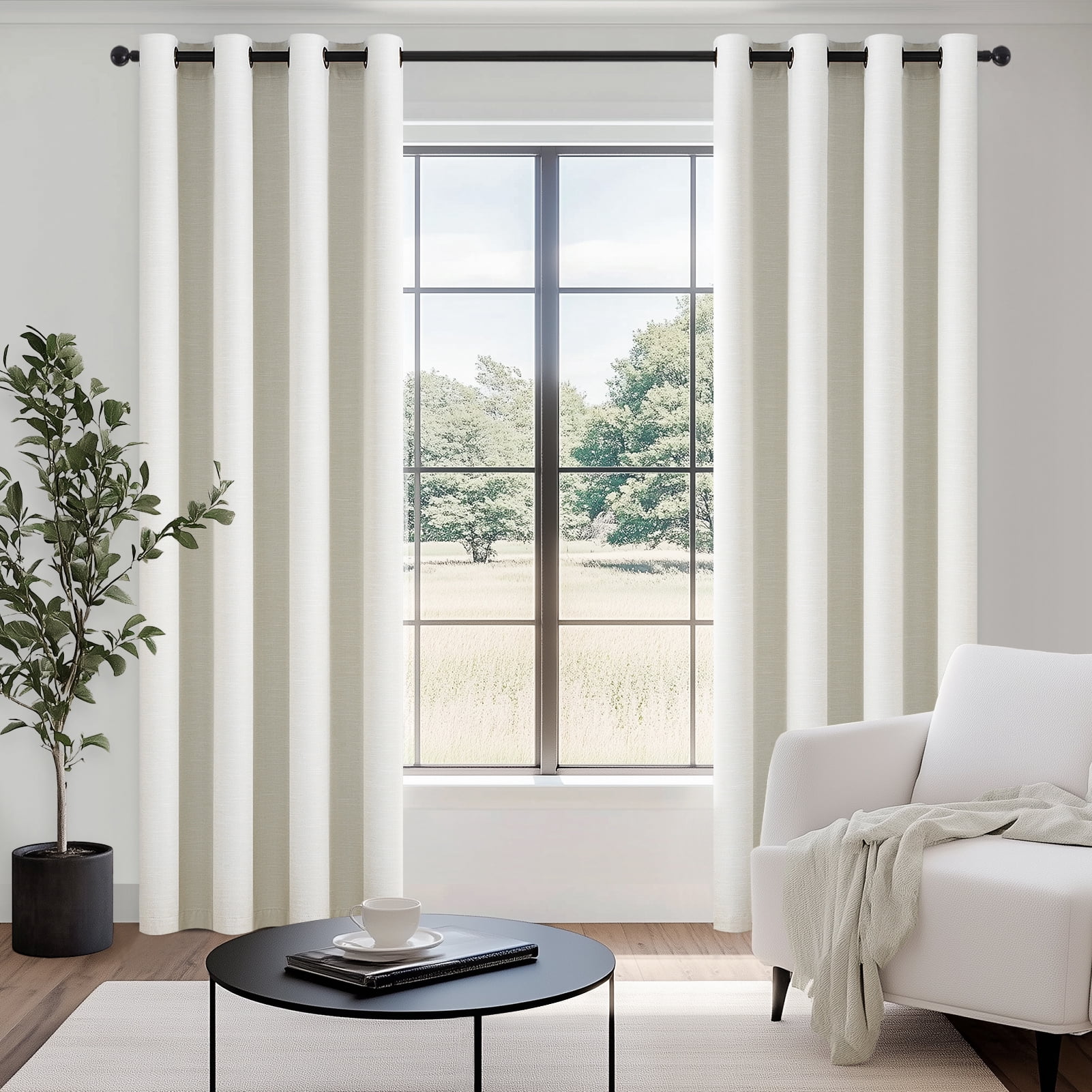 Top Finel Grommet Top Blackout Curtains, Birch, 52" x 108", 2 Panels