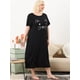 thumbnail image 2 of Women's Plus Size Nightgown Cat Print with Pocket Sleep Dress Sleepwear Black 4X, 2 of 6