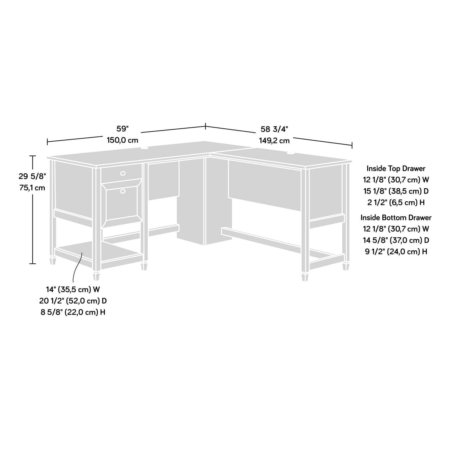 Sauder Edge Water L-Shaped Desk