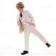 thumbnail image 4 of Conjunto de traje con clase para niño, traje de color Beige, un botón, sólido, 4 piezas, Blazer, chaleco, pantalones, corbata, esmoquin Formal para niño de 3 a 4 años, 4 of 5