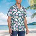 thumbnail image 3 of Pofeuu Cute Rabbit Easter Print Hawaiian Shirt for Men Sleeves Casual Button Down Summer Beach Dress Shirts T-Shirts,Small, 3 of 7