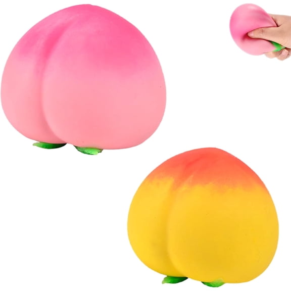 2 Pcs Peach Squishy, Soft Squeezy Fruit Stress Reliever, Slow Rising Sensory Fidget for Adults, Cute Peach Shape for Desk Decor and Relaxation