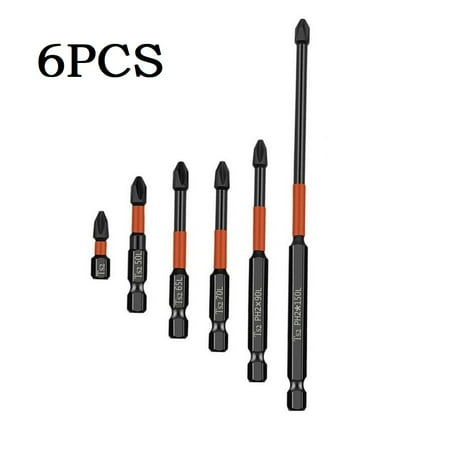 

RANMEI 6PCS PH2 Magnetic Batch Head Cross Screwdriver Hardness Drill Bit Impact Screw