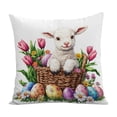 thumbnail image 6 of Yulett Easter Pillow Covers 18x18 Set of 4, Easter Bunny Floral Eggs Farmhouse Decorations Spring Holiday Decor Throw Cushion Case for Home Couch, 6 of 9