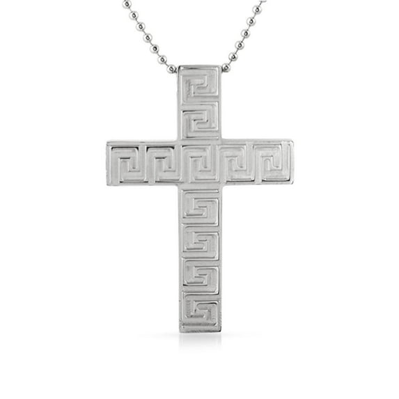 Greek Link Stainless Steel Cross (Square Box 24 Inch Chain)