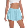 thumbnail image 4 of MOJOGO A Line Skort for Women Double Layer Workout Shorts Drawstring High Waist Quick Dry Running Gym Light Blue M, 4 of 4