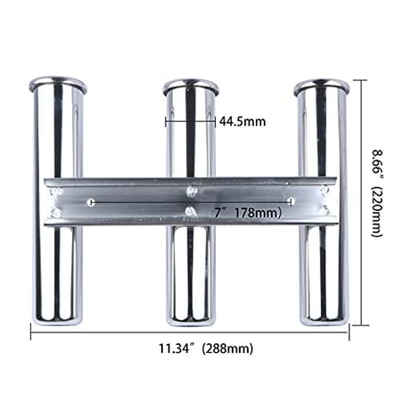 3 Link Fishing Rod Holder for Boat Stainless Steel Wall-mounted Fishing Pole Holder 3 Link Tubes Vertical Fishing Pole Holder Holds 3 Rods for Marine Boat Yacht