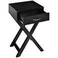thumbnail image 1 of Patiojoy Table de Chevet Moderne Polyvalent 2 Pcs en Forme de X Table d'Appoint en Bois avec Tiroir Table d'Appoint pour Chambre Noir, 1 of 7