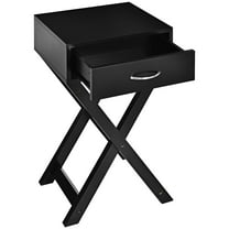 Topbuy 2PCS Modern Versatile Nightstand X-shape Wooden End Table with Drawer Accent Side Table for Bedroom Black