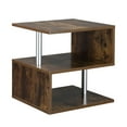 thumbnail image 1 of HOMCOM Table d'Appoint Carrée, Table de Bout à 3 Niveaux avec Étagères de Rangement et Cadre en Métal, Table d'Accent en S pour Salon, Chambre, Chêne Brun, 1 of 10
