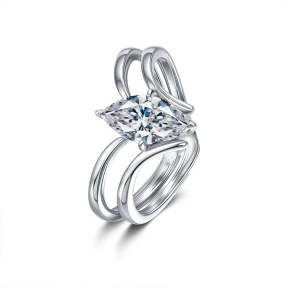 Moissanite Solitaire Ring Marquise Cut Engagement Ring for Women 1 Carat D Color VVS1 Clarity 925 Sterling Silver Wedding Promise Rings for Her Size 5-9