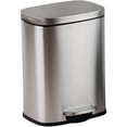 thumbnail image 1 of Bote de basura baño Cesto de basura chico de acero inoxidable con cerrado automático suave con contenedor interior Basurero papelera para baño Cubo tapa y pedal (Plateado, 5 litros), 1 of 8