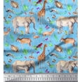 thumbnail image 1 of Soimoi Modal Satin Fabric Tropical Leaves,Birds & Animals Jungle Decor Fabric Printed Yard 42 Inch Wide, 1 of 1